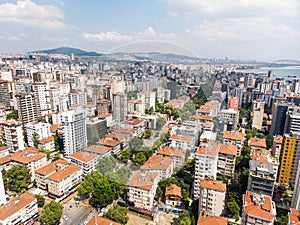 Aerial View of Bagdat Avenue Turkish: Bagdat Caddesi is a notable high street located on the Anatolian side, Istanbul. photo