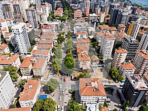 Aerial View of Bagdat Avenue Turkish: Bagdat Caddesi is a notable high street located on the Anatolian side, Istanbul. photo