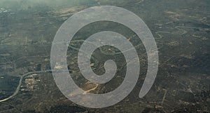 Aerial view of Baghdad, the capital of  Iraq with the river Tigris