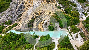 Aerial view of Bagno Vignoni natural pools, Italy