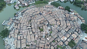 Aerial view of the Bagua Village of Licha Cun