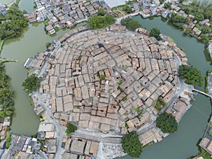 Aerial view of the Bagua Village of Licha Cun