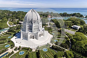 Baha`i Temple and Lake Michigan photo