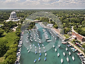 Wilmette Harbor Aerial with Baha`i Temple photo