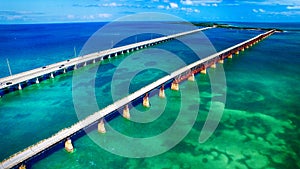 Aerial view of Bahia Honda State Park Bridges, Florida - USA