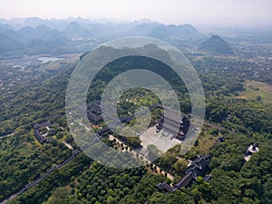 Aerial view of the Bai Dinh Pagoda in Vietnam.