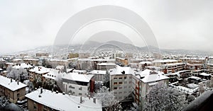 Aerial view of Baia Mare city in the winter