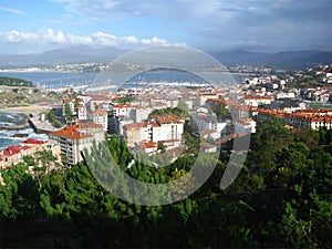 Aerial view of Baiona, Spain