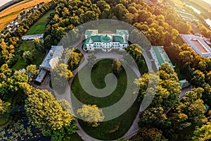 Aerial view of Baisogala Manor in Lithuania