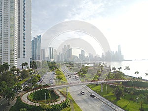 Aerial view of Balboa Avenue and the Cinta Costera Boulevard