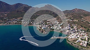 Aerial view. Bali village in Crete with its beautiful lagoons. Beautiful Mediterranean landscape.