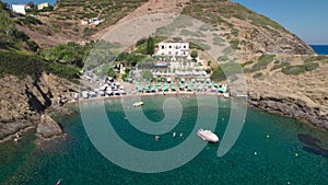 Aerial view. Bali village in Crete with its beautiful lagoons. Beautiful Mediterranean landscape.