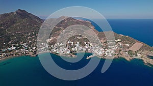 Aerial view. Bali village in Crete with its beautiful lagoons. Beautiful Mediterranean landscape.