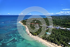 Aerial view of Ballenas Beach in Las Terrenas, Dominican Republic photo