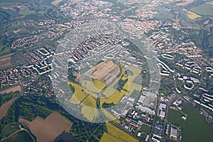 Aerial view of the balloon of the city of Bautzen, Saxony