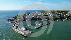 Aerial view of Ballycotton, a coastal fishing village in County Cork, Ireland