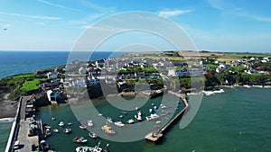 Aerial view of Ballycotton, a coastal fishing village in County Cork, Ireland