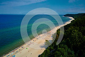 Aerial view of Baltic sea beach in Wladyslawowo, Poland