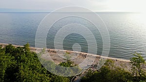 Aerial view of Baltic sea beach in Wladyslawowo, Poland