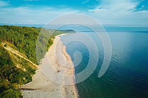 Aerial view of Baltic sea beach in Wladyslawowo, Poland