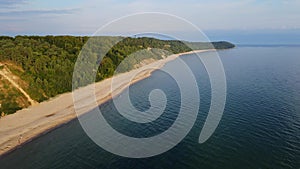 Aerial view of Baltic sea beach in Wladyslawowo, Poland