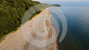 Aerial view of Baltic sea beach in Wladyslawowo, Poland