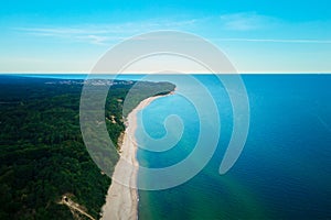 Aerial view of Baltic sea beach in Wladyslawowo, Poland