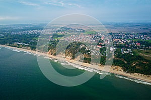 Aerial view of Baltic sea beach in Wladyslawowo, Poland