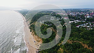 Aerial view of Baltic sea beach in Wladyslawowo, Poland