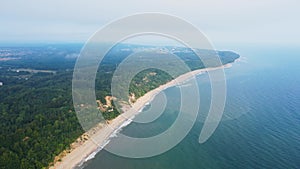 Aerial view of Baltic sea beach in Wladyslawowo, Poland