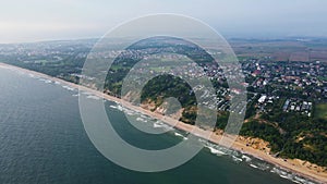 Aerial view of Baltic sea beach in Wladyslawowo, Poland