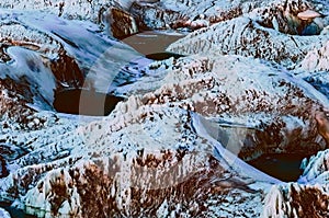 Aerial view of the Baltoro glacier in the karakoram mountains range