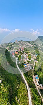 Aerial view of Bandipur from Thani mai temple hill. Nepal.