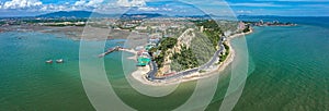 Aerial view of Bang Saen Kao Sam Muk hill viewpoint, near Pattaya, Chonburi, Thailand