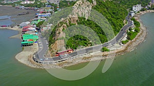 Aerial view of Bang Saen Kao Sam Muk hill viewpoint, near Pattaya, Chonburi, Thailand