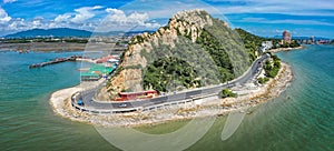 Aerial view of Bang Saen Kao Sam Muk hill viewpoint, near Pattaya, Chonburi, Thailand