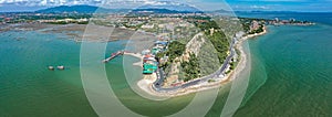 Aerial view of Bang Saen Kao Sam Muk hill viewpoint, near Pattaya, Chonburi, Thailand