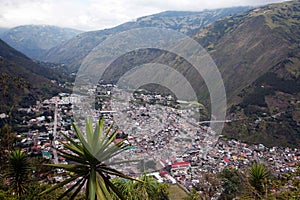 Aerial view of Banos de Agua Santa in Ecuador