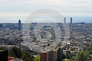 Aerial view Barcelona, Catalonia, Spain.