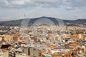 Aerial view of of Barcelona city