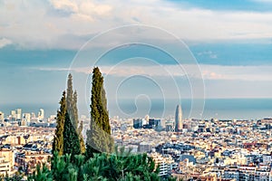 Aerial View Barcelona City, Spain