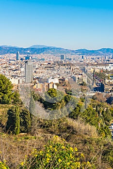 Aerial View Barcelona City, Spain