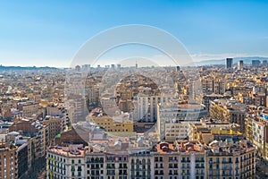 Aerial View Barcelona City, Spain