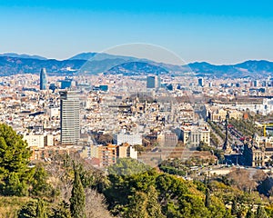 Aerial View Barcelona City, Spain