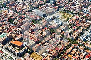 Aerial view of Barcelona cityscape. Catalonia