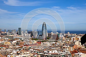 Aerial view of Barcelona.Cityscape in a sunny day