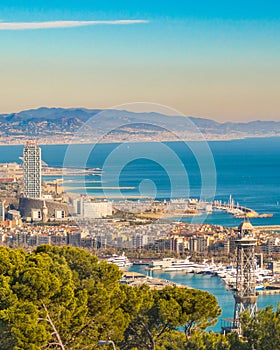 Aerial View Barcelona Harbor, Spain