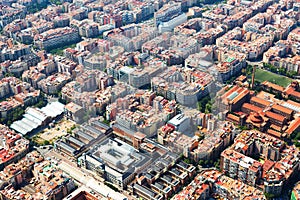 Aerial view of Barcelona from helicopter