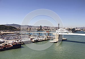 Aerial view of Barcelona port.