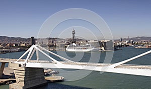 Aerial view of Barcelona port.